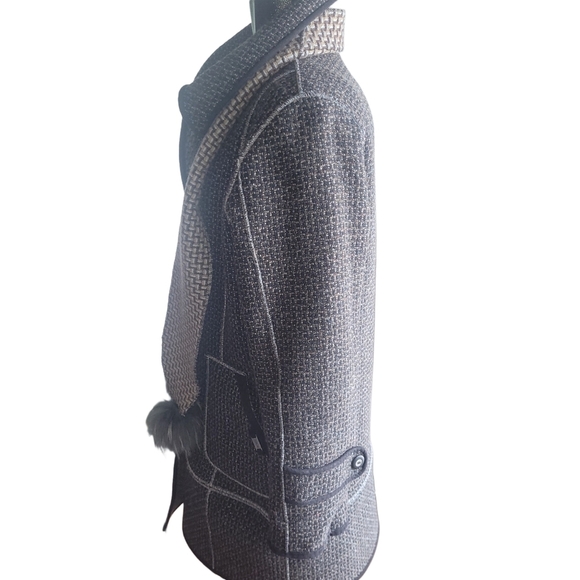 Vintage Epsilon Brown and Tan Button Up Wool Coat M - Picture 5 of 10